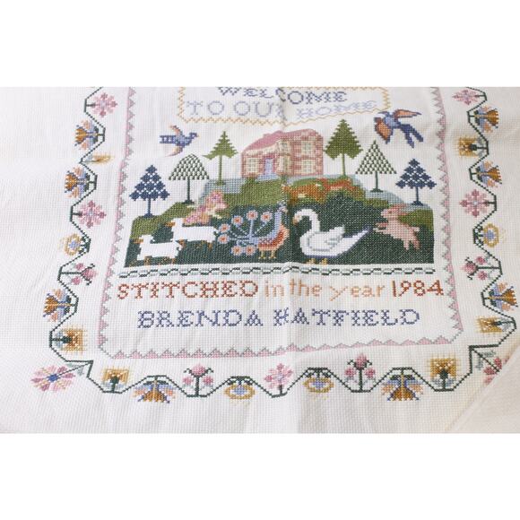 Baby Shower Cross Stitch, Welcome To Our Home, Farmhouse, Floral Pattern, - Picture 3 of 5